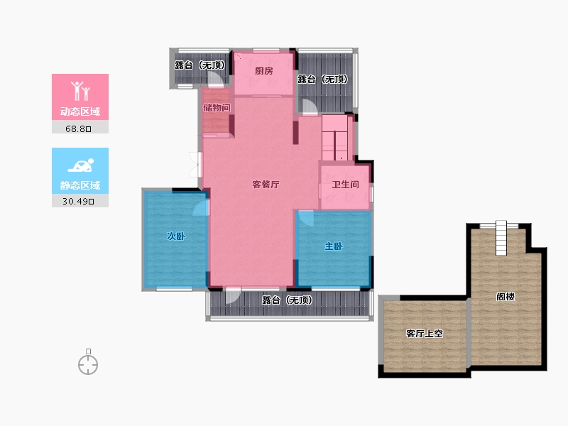 辽宁省-沈阳市-华润置地二十四城央境123平米（带阁楼）户型123m²-151.85-户型库-动静分区