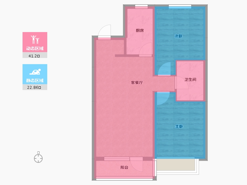 辽宁省-沈阳市-万象首府中央大街（117,111,108）号楼81m²-56.61-户型库-动静分区