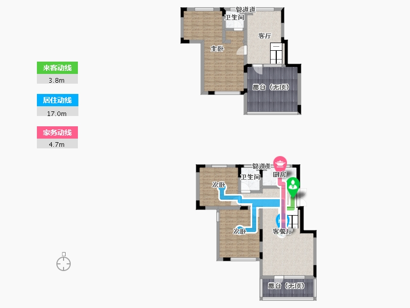 辽宁省-沈阳市-阳光100果岭公馆Ｉ户型81m²-123.45-户型库-动静线