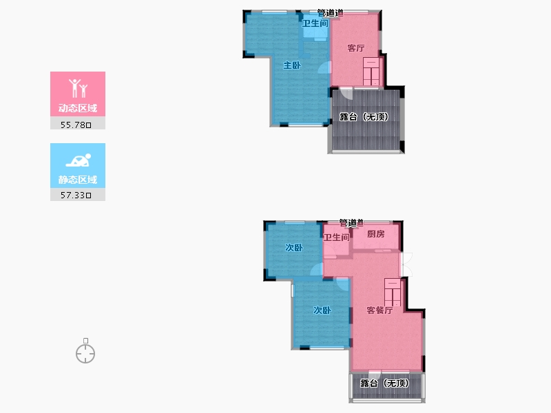 辽宁省-沈阳市-阳光100果岭公馆Ｉ户型81m²-123.45-户型库-动静分区