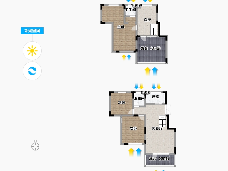 辽宁省-沈阳市-阳光100果岭公馆Ｉ户型81m²-123.45-户型库-采光通风