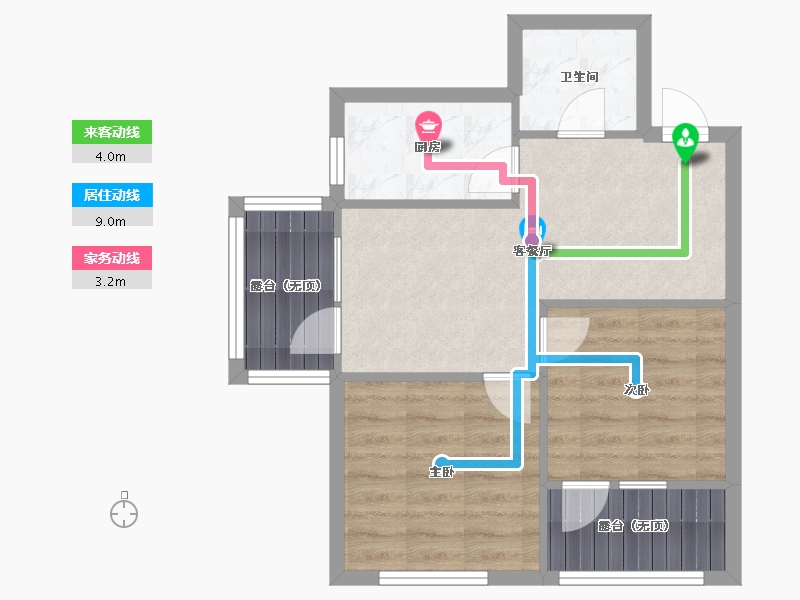 辽宁省-沈阳市-裕湾豪庭蒲北中路18-14号（C2）,蒲北中路18-13号（c1）C2建面71m²-54.19-户型库-动静线