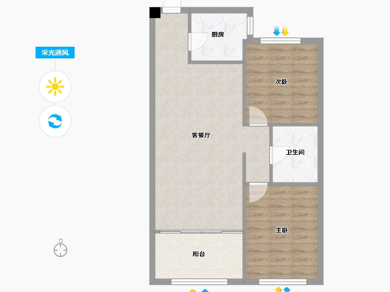 辽宁省-沈阳市-红豆杉温泉花园D2建面102m²-72.41-户型库-采光通风