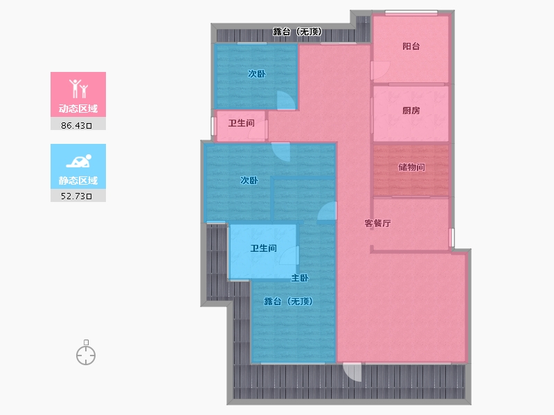 辽宁省-沈阳市-阳光100果岭公馆十号路9甲2号-2号（S2）192m²-153.60-户型库-动静分区