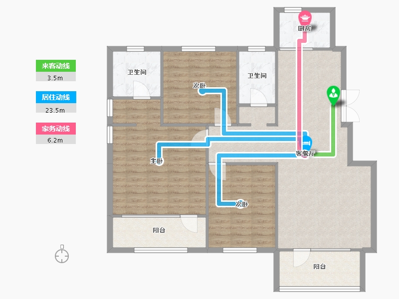 辽宁省-沈阳市-阳光100果岭公馆十号路(Y3,Y4,Y1）号楼134m²-108.56-户型库-动静线