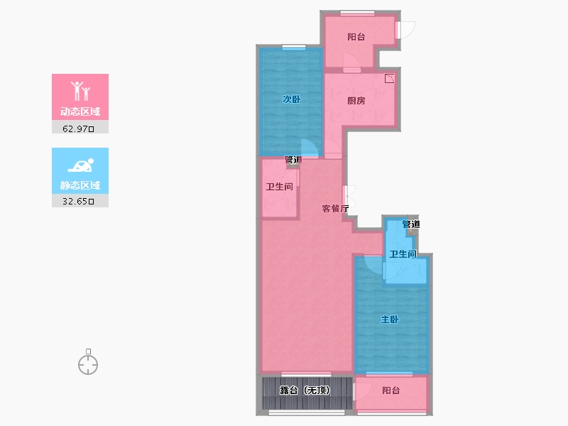 辽宁省-沈阳市-阳光100果岭公馆十号路9甲2号-2号（S1）125m²-91.00-户型库-动静分区