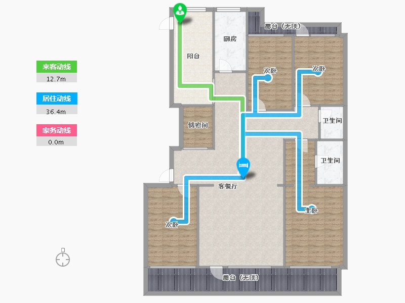 辽宁省-沈阳市-阳光100果岭公馆十号路9甲2号-2号（S1）208m²-166.40-户型库-动静线