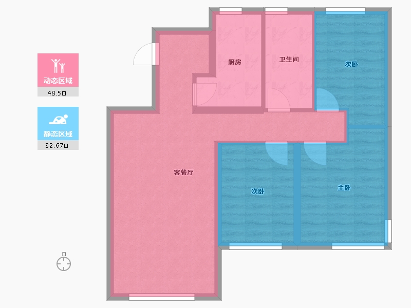 辽宁省-沈阳市-阳光城翡丽府四号街（1,2）号楼95m²-72.32-户型库-动静分区