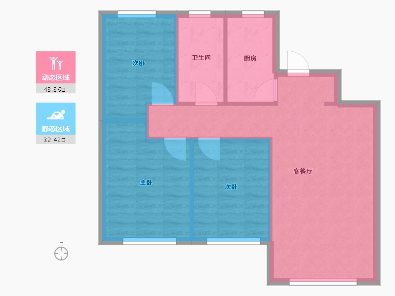 辽宁省-沈阳市-阳光城翡丽府四号街（1,2）号楼93m²-68.77-户型库-动静分区