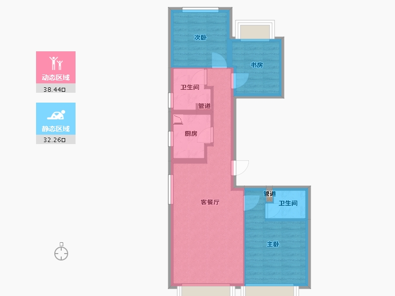 辽宁省-沈阳市-阳光城璞悦南九东路（1，2）号楼103m²-62.25-户型库-动静分区