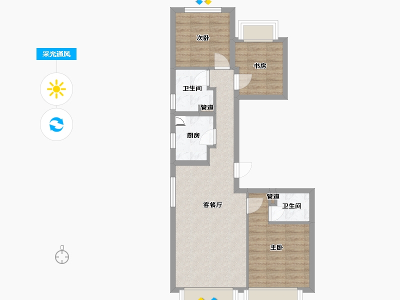 辽宁省-沈阳市-阳光城璞悦南九东路（1，2）号楼103m²-62.25-户型库-采光通风