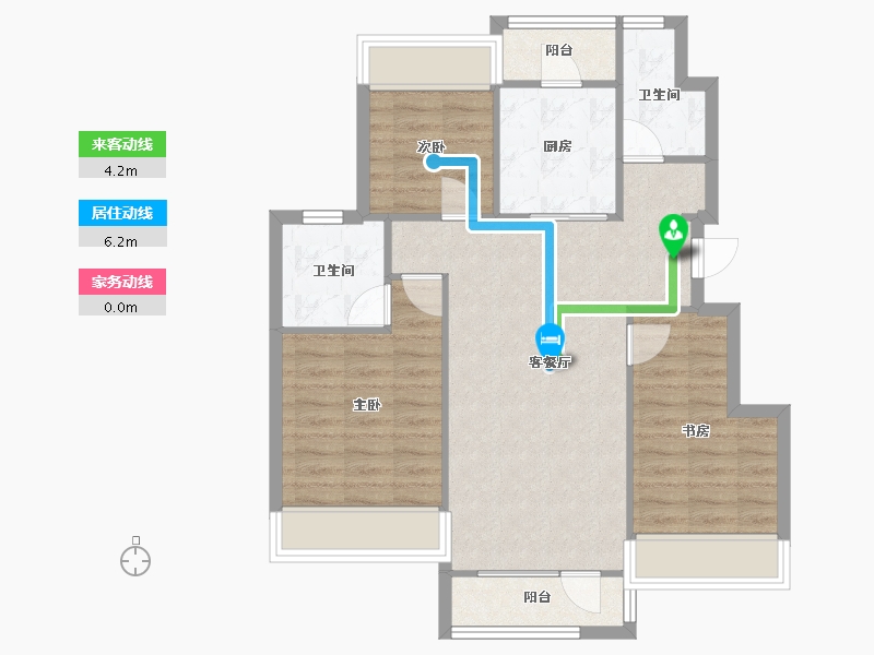 辽宁省-沈阳市-集美尚景十号路10甲（1,8）号楼99m²-75.90-户型库-动静线