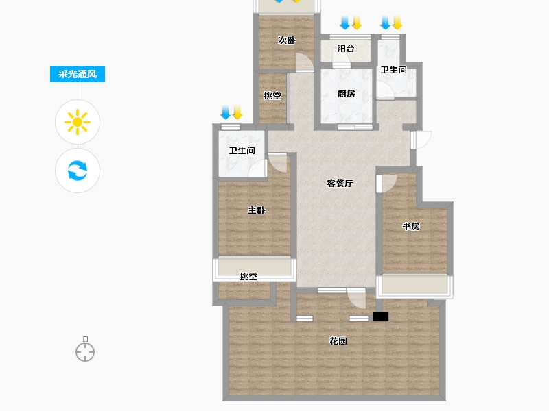 辽宁省-沈阳市-集美尚景十号路10甲（1,8）号楼107m²-116.58-户型库-采光通风