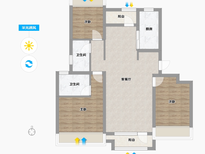 辽宁省-沈阳市-集美尚景十号路10甲3-2号（2号楼）110m²-81.25-户型库-采光通风