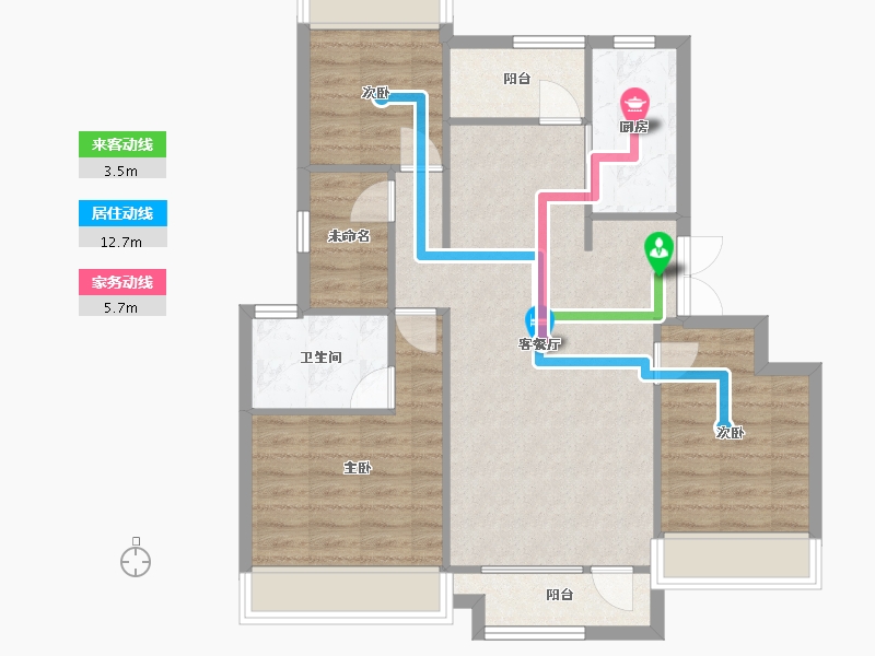 辽宁省-沈阳市-集美尚景十号路10甲3-2号（2号楼）113m²-83.61-户型库-动静线