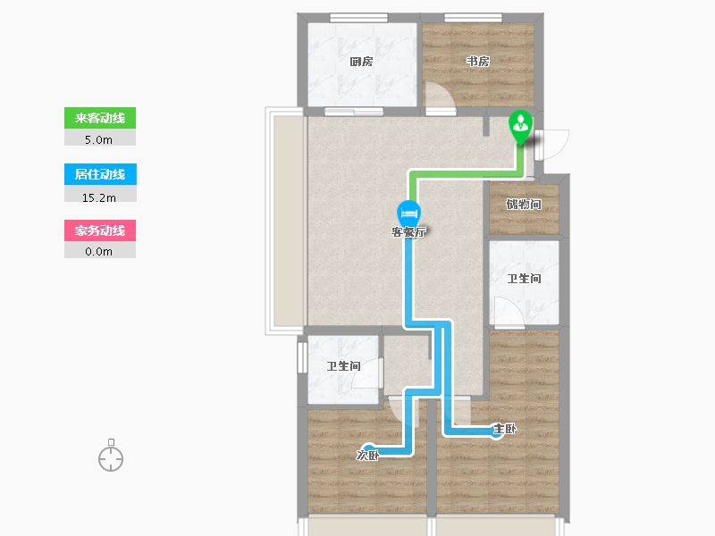 辽宁省-沈阳市-金地时代风华卫工南街（H2,H1）号楼115m²-74.46-户型库-动静线