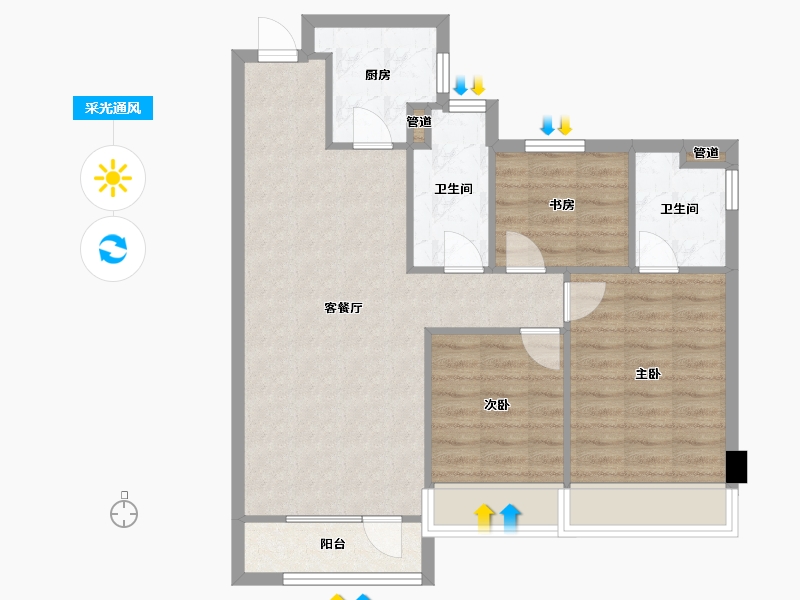 辽宁省-沈阳市-集美尚景十号路10甲3-9号（9号楼）109m²-77.00-户型库-采光通风