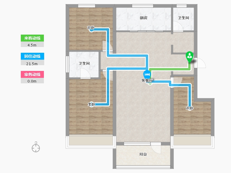 辽宁省-沈阳市-金地时代风华卫工南街（G2,G3,,G7,G1）号楼126m²-100.83-户型库-动静线