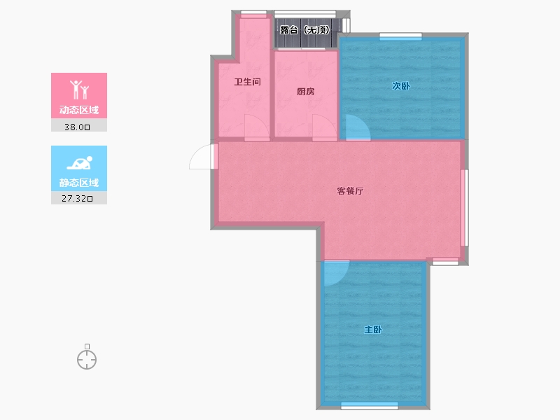 辽宁省-沈阳市-美域天成中央大街(23,22,21)号楼81m²-61.44-户型库-动静分区