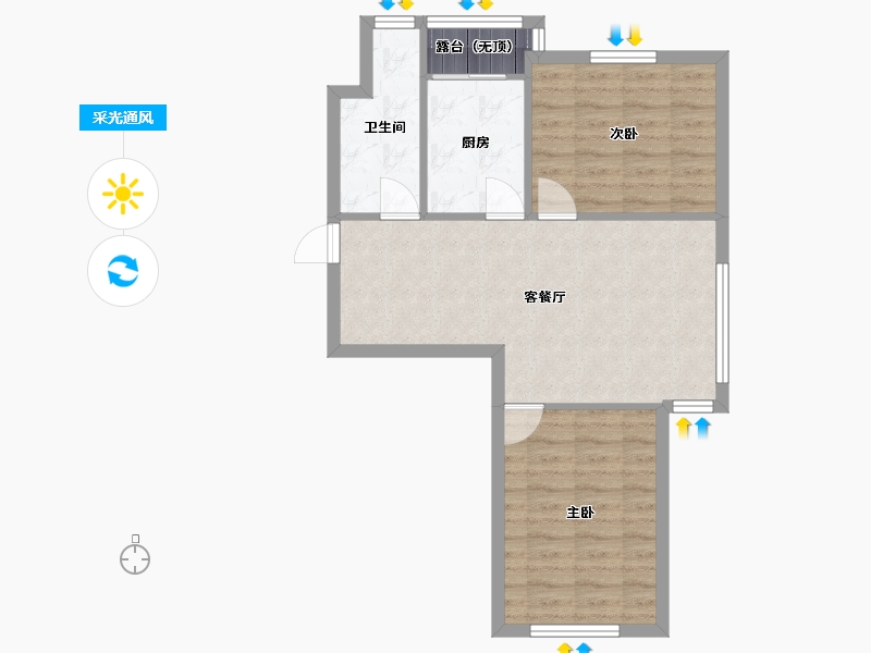 辽宁省-沈阳市-美域天成中央大街(23,22,21)号楼81m²-61.44-户型库-采光通风