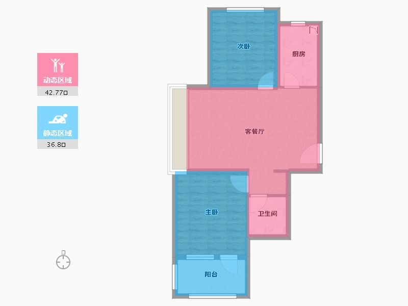 辽宁省-沈阳市-步阳江南壹号K户型建面79㎡-71.19-户型库-动静分区