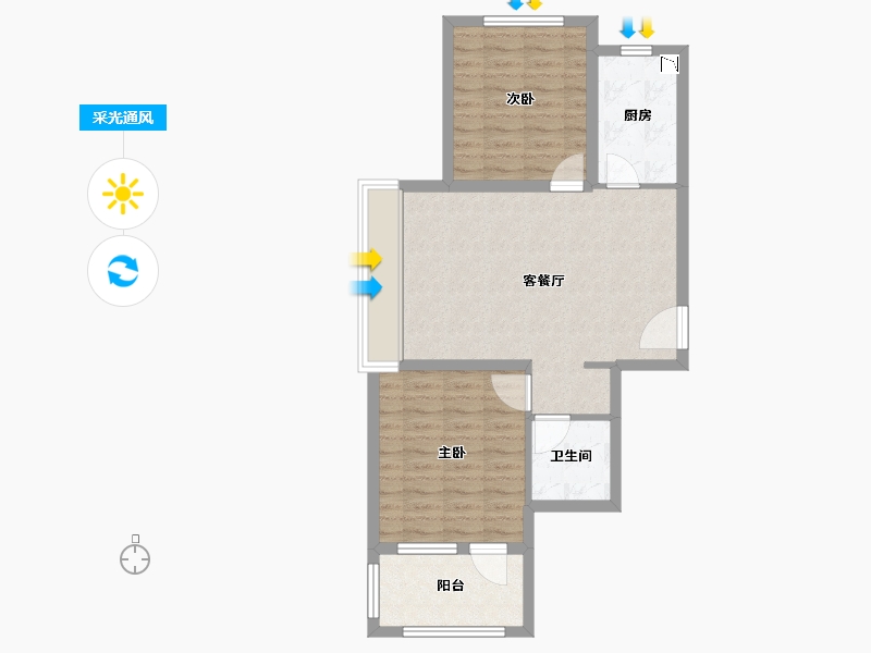 辽宁省-沈阳市-步阳江南壹号K户型建面79㎡-71.19-户型库-采光通风