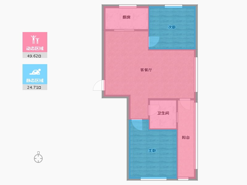 辽宁省-沈阳市-米兰颂北一西路70-2号（2号楼）77m²-67.63-户型库-动静分区