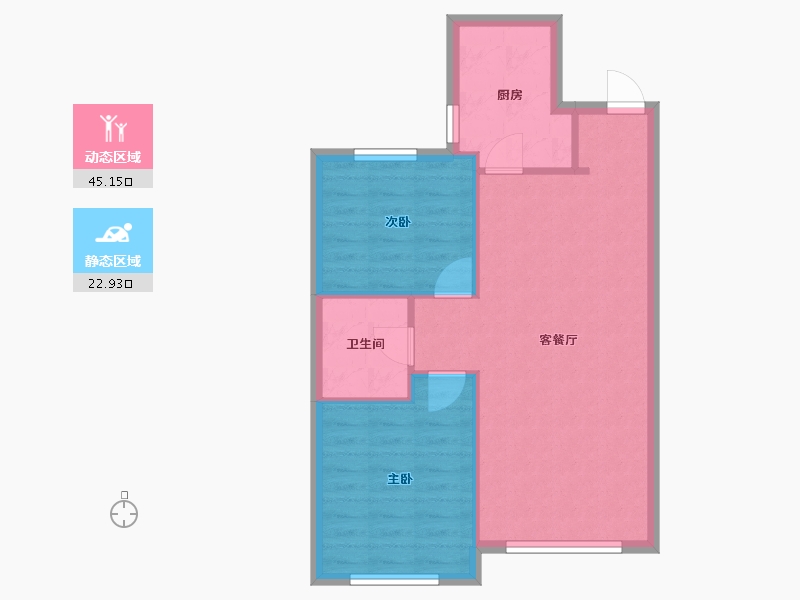 辽宁省-沈阳市-米兰颂高层B户型84m²-62.00-户型库-动静分区