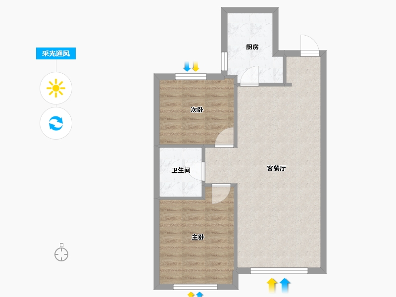 辽宁省-沈阳市-米兰颂高层B户型84m²-62.00-户型库-采光通风