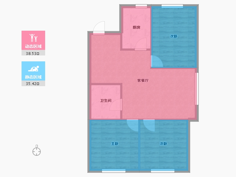 辽宁省-沈阳市-米兰颂高层Ｃ户型94m²-67.44-户型库-动静分区