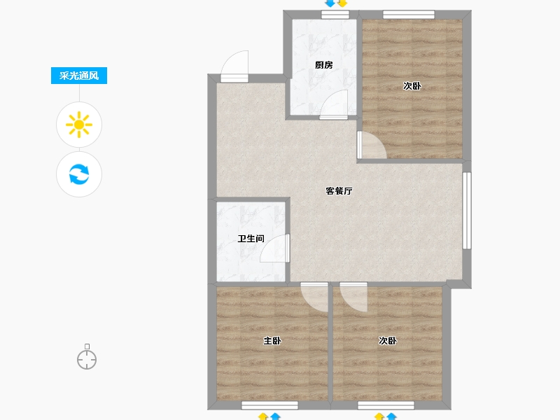 辽宁省-沈阳市-米兰颂高层Ｃ户型94m²-67.44-户型库-采光通风