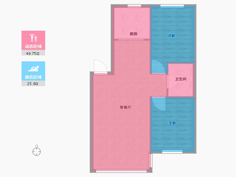 辽宁省-沈阳市-米兰颂北一西路70-2号（2号楼）87m²-69.60-户型库-动静分区