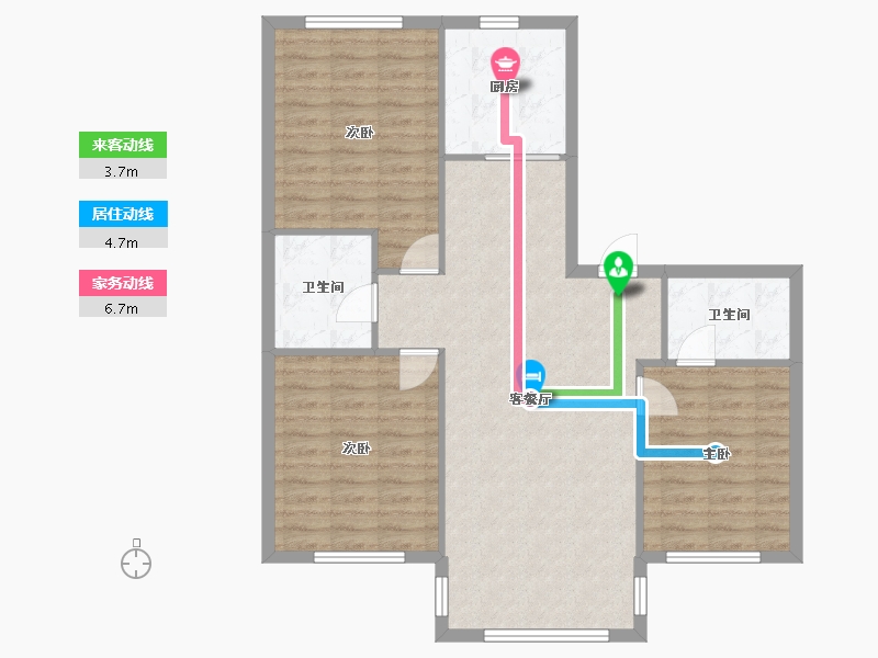 辽宁省-沈阳市-米兰颂北一西路70-2号（2号楼）106m²-91.45-户型库-动静线