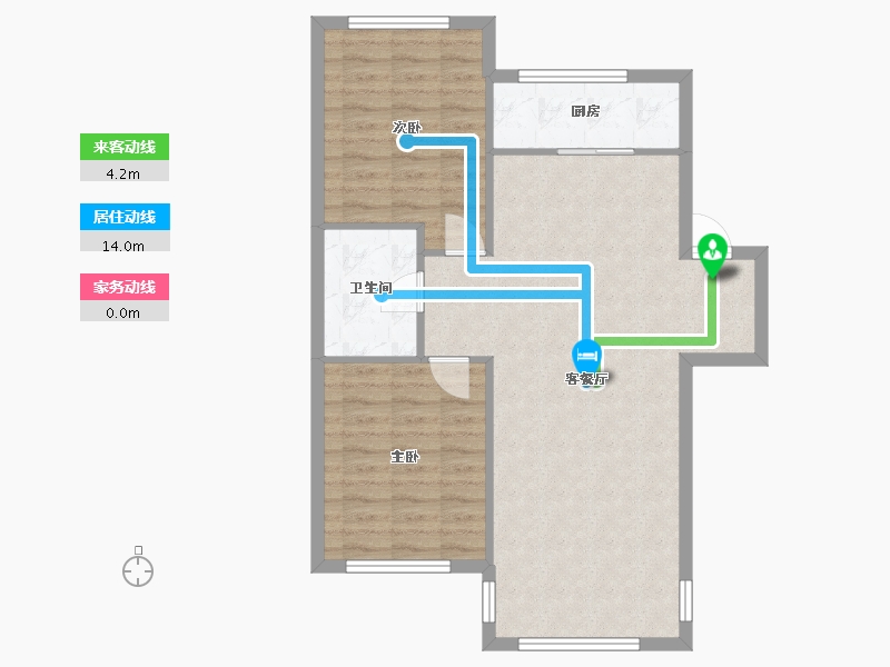 辽宁省-沈阳市-米兰颂多层C户型85m²-74.41-户型库-动静线