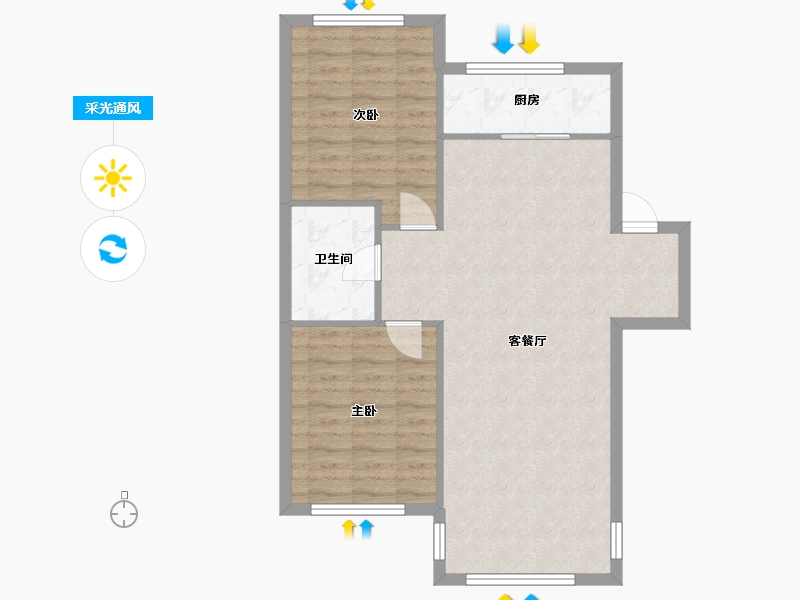 辽宁省-沈阳市-米兰颂多层C户型85m²-74.41-户型库-采光通风