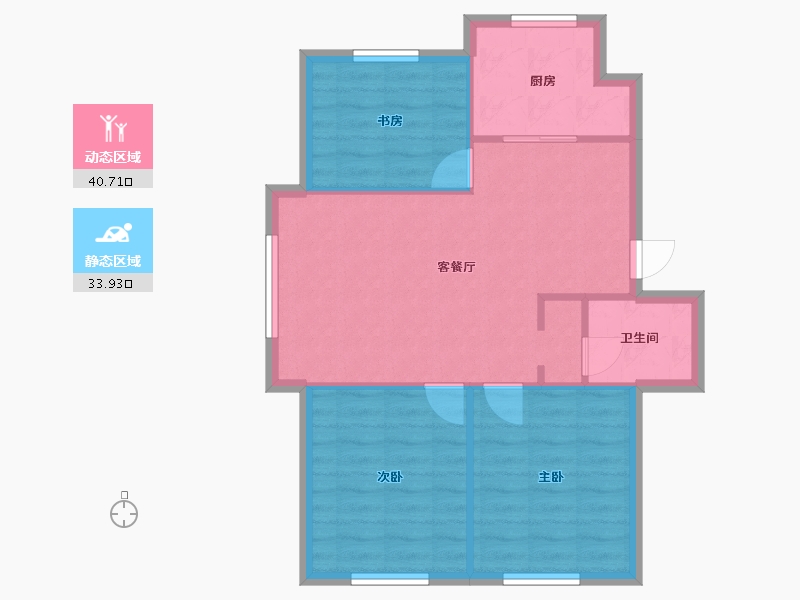 辽宁省-沈阳市-米兰颂多层D户型85m²-68.00-户型库-动静分区