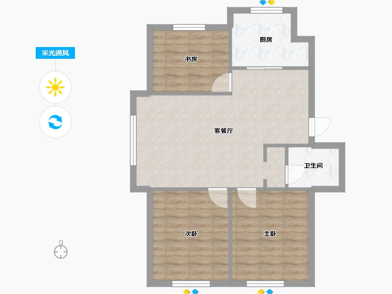 辽宁省-沈阳市-米兰颂多层D户型85m²-68.00-户型库-采光通风