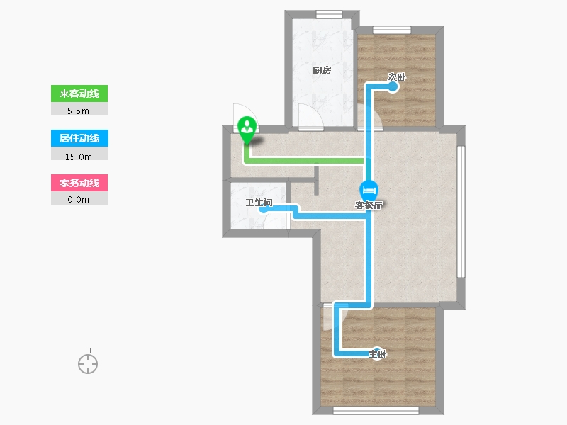 辽宁省-沈阳市-米兰颂高层A户型78m²-55.05-户型库-动静线