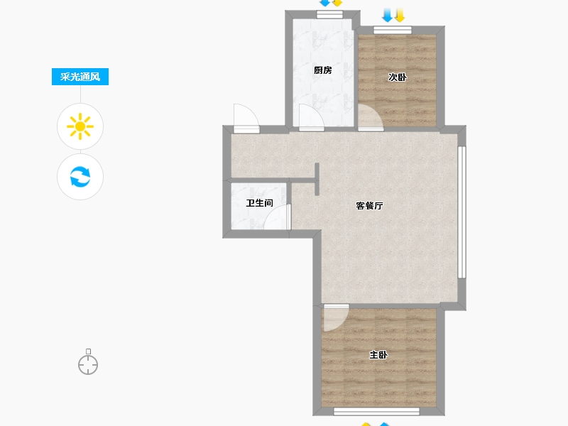 辽宁省-沈阳市-米兰颂高层A户型78m²-55.05-户型库-采光通风