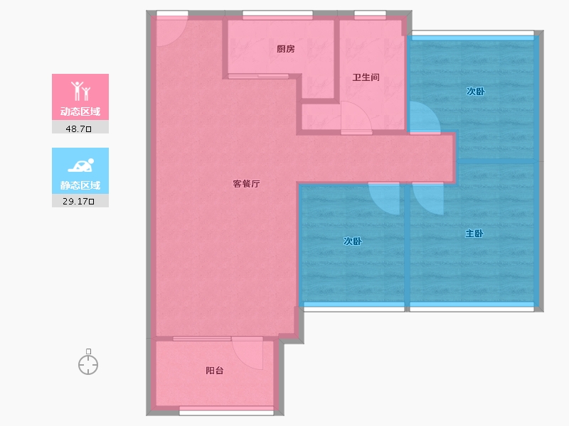 辽宁省-沈阳市-荣盛和悦名邸十三号街（4,5,3,2,16）号楼100m²-70.54-户型库-动静分区