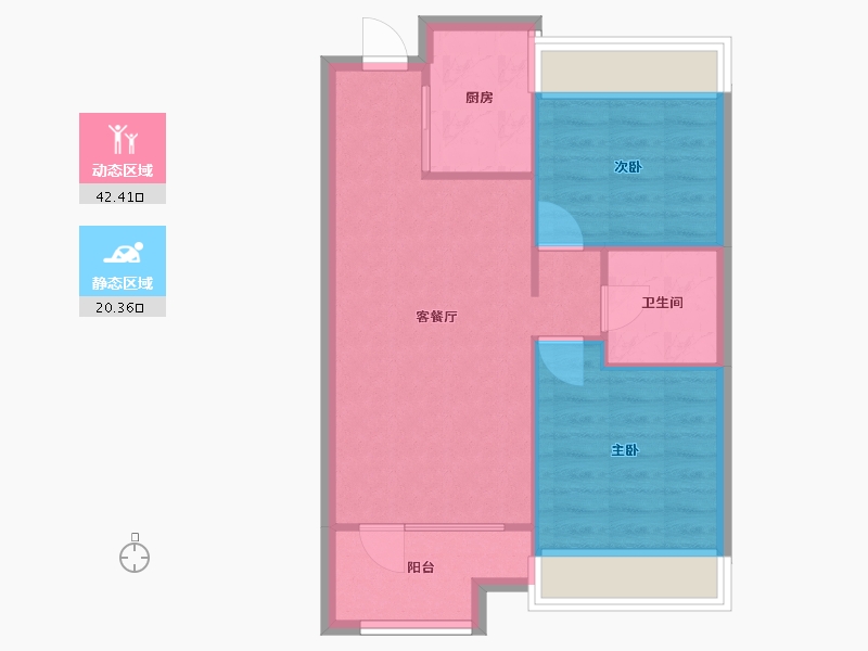 辽宁省-沈阳市-荣盛锦绣天地十三号街（1,2,3）号楼80m²-56.74-户型库-动静分区