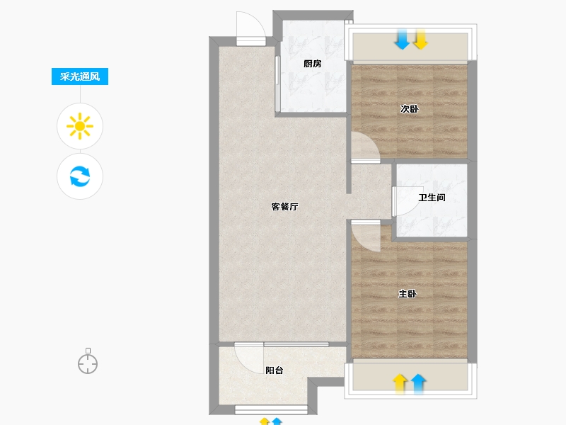 辽宁省-沈阳市-荣盛锦绣天地十三号街（1,2,3）号楼80m²-56.74-户型库-采光通风