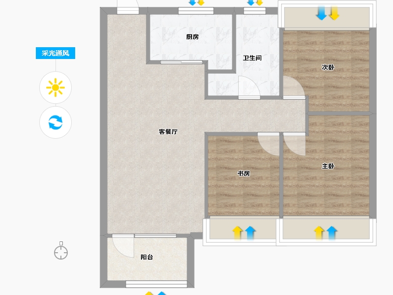 辽宁省-沈阳市-荣盛锦绣天地十三号街（1,2,3）号楼99m²-71.11-户型库-采光通风