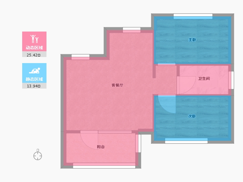 辽宁省-沈阳市-荣盛锦绣天地十三号街（1,7）号楼84m²-34.85-户型库-动静分区