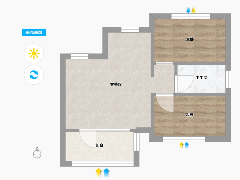 辽宁省-沈阳市-荣盛锦绣天地十三号街（1,7）号楼84m²-34.85-户型库-采光通风