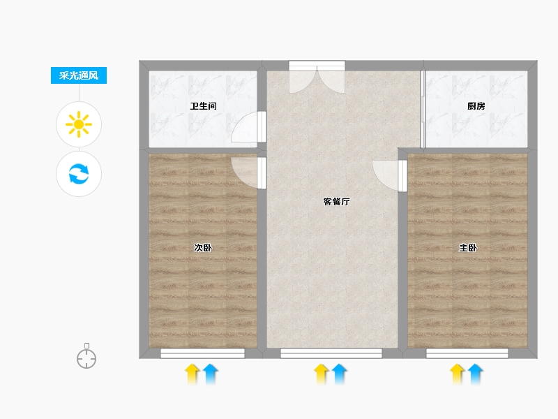 黑龙江省-哈尔滨市-颐品雅居-67.44-户型库-采光通风