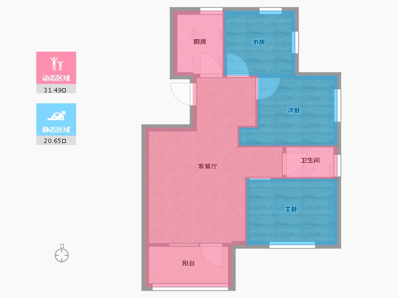 辽宁省-沈阳市-荣盛锦绣天地十三号街（5,8,6）号楼88m²-46.31-户型库-动静分区