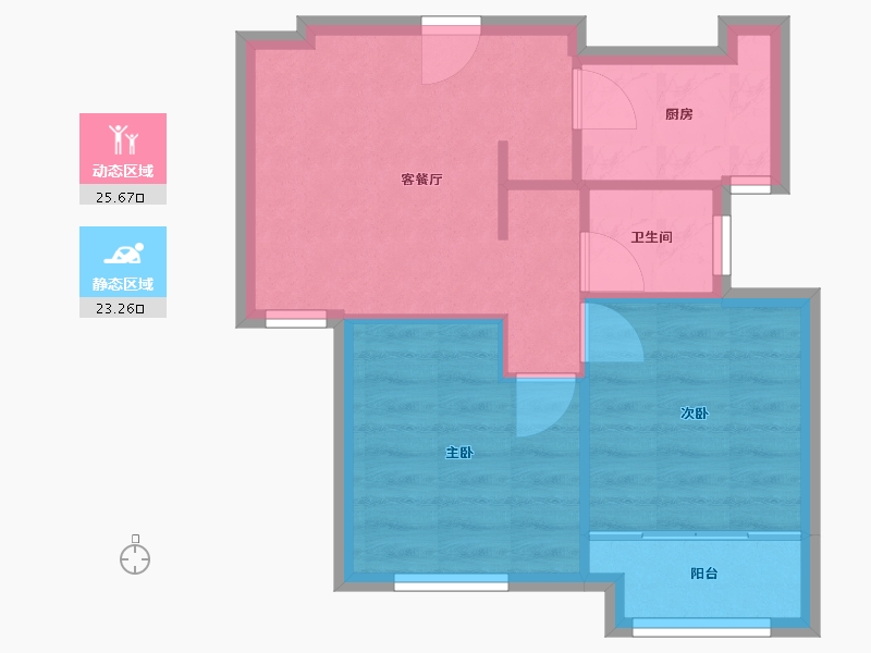 辽宁省-沈阳市-荣盛锦绣天地十三号街（49，50）号楼65m²-43.67-户型库-动静分区