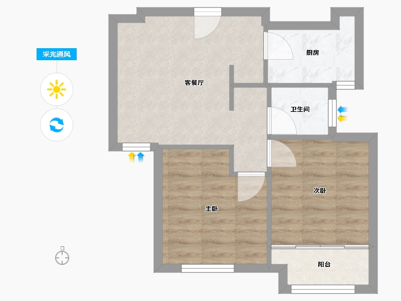 辽宁省-沈阳市-荣盛锦绣天地十三号街（49，50）号楼65m²-43.67-户型库-采光通风