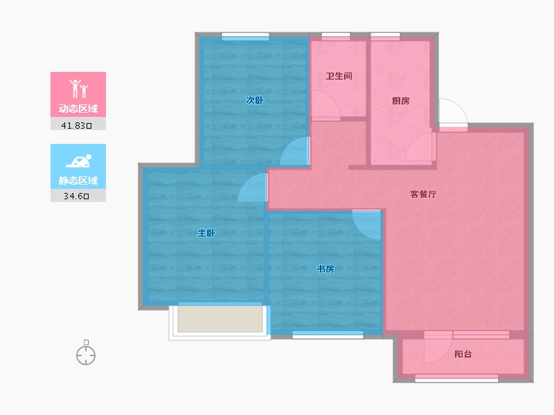 辽宁省-沈阳市-荣盛锦绣天地十三号街66-7号（7号楼）105m²-68.82-户型库-动静分区